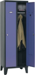 Wardrobe 2 compartments HxWxD 1850x625x500mm, with feet anthracite grey/dove blue NCS, Promat