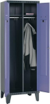 Wardrobe 2 double compartments HxWxD 1850x1225x500mm, with feet anthracite grey/dove blue NCS, Promat