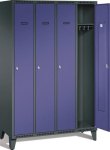 Wardrobe 4 compartments HxWxD 1850x1225x500mm, with feet anthracite grey/dove blue NCS, Promat