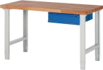 Workbench BK 650, 1 drawer W1500xD700xH790-1140 mm light grey/ gentian blue, Promat 425516