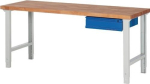 Workbench BK 650, 1 drawer W2000xD700xH790-1140 mm light grey/ gentian blue, Promat 425518