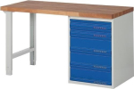 Workbench BK 650, 5 drawers W1500xD700xH840 mm grey/ gentian blue, Promat 425528