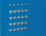 Tool holder assortment 25-piece galvanised 15 hooks, 5 double hooks, 5 clamps
