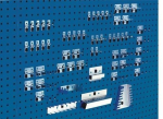 Werkzeughalter-Sortiment 60-tlg.verzinkt 10 Haken, 20 Doppelhaken, 10 div. Halter