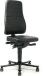 Werkdraaistoel Highline Zithoogte 450-600 mm Wielen, bekleding van zwart kunstleer