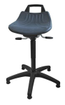 Drehhocker mit Bodengleitern Sitzhöhenverstellung 490-680 mm Sitz PU-Schaum blau
