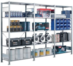 Insteekbaar uitbreidbaar schap 6 schappen B750xD500xH2500 mm, gegalvaniseerd Plankbelasting/veldbelasting: 150/1800 kg
