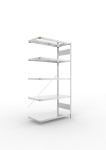 Anbauregal 1-zeilig, Rahmen vorgefertigt HxLxT 2000x1000x500 mm, verzinkt Meta Clip AR 150/1650 kg 5 Böden