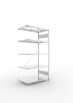 Anbauregal 1-zeilig, Rahmen vorgefertigt HxLxT 2000x1000x600 mm, verzinkt Meta Clip AR 150/1650 kg 5 Böden