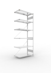 Anbauregal 1-zeilig, Rahmen vorgefertigt HxLxT 2500x1000x500 mm, verzinkt Meta Clip AR 150/2400 kg 6 Böden
