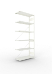 Anbauregal 1-zeilig, Rahmen vorgefertigt HxLxT 2500x1000x400 mm, RAL 7035 Meta Clip AR 150/2400 kg 6 Böden