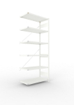 Anbauregal 1-zeilig, Rahmen vorgefertigt HxLxT 2500x1000x500 mm, RAL 7035 Meta Clip AR 230/2400 kg 6 Böden