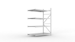 Add-on shelving Steel shelves HxLxD 2500x1800x1050 mm, galvanised Meta Mini-Rack 600 / 3200 kg 4 shelves