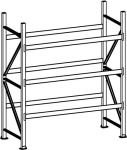 Basis rekken 2500x1400x650 mm, 4 spaanplaat planken Meta Mini-Rack 600 / 4350 kg gegalvaniseerd