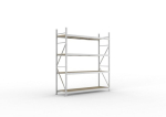 Basis rekken 2500x2200x650 mm, 4 spaanplaat planken Meta Mini-Rack 600 / 2750 kg gegalvaniseerd.