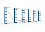 Cantilever rack one-sided HxLxArm-L 2000x6750x500 mm, RAL 5010 Meta Atlas ST 6 stand 5 arms