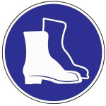 Plastic bord met een diameter van 200 mm. blauw met witte gebodsborden Draag voetbescherming