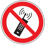 Schildfolie Mobiele radio verboden 200 mm diam.