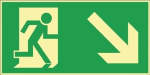 Fotoluminescent reddingsbord Vluchtroute naar beneden naar rechts ASR A1.3/BGV A8/DIN 67510