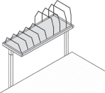 Bevestigingsmagazijn met 9 hangers BxD 1600x600 mm voor ca. 160 vouwdozen