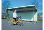 Achterwand met buisframe Profielplaat verzinkt/gecoat grijswit f. Dakbedekkingseenheid B4300xD2500 mm