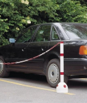 Parking pillar with barrier post filled 10 kg with chain head