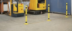 Steel locking post 70x70 mm black-yellow m. pointed cap