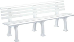 Park bench with 9 seat/back planks LxWxH 2000x540x740 mm White plastic, 4-seater