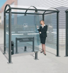 Standing bench grey, Length 900 mm, made of steel perforated sheet