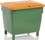 Korrelcontainer 400 l groen-oranje LxBxH 945x725x930 mm, HD-PE zonder verwijderingsgoot