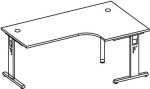 Desk angled right/left HxWxD 650-850x2000x1200 mm light grey C-foot, Bela