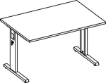 Desk straight shape HxWxD 650-850x1200x800 mm light grey C-foot, Bela