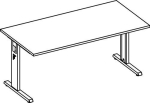 Desk straight shape HxWxD 650-850x1600x800 mm light grey C-foot, Bela