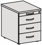 Rollcontainer HxBxT 565x438x600mm Buchedekor 1 Utensilienauszug, 3 Schubladen