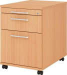 Rollcontainer HxBxT 590x428x580 mm Buchedekor 1 Schublade und 1 Hängeregistratur