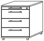 Rollcontainer 75% ausziehbar HxBxT 590x428x580 mm Buchedekor 3 Schubladen