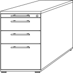 Standcontainer H720-760xB428xT800mm Ahorndekor 2 Schubladen, 1 Hängeregistratur, Belo