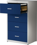 Hangende archiefkast H735xB434xD600 mm, 2 laden. wit aluminium, met zachte sluiting