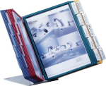 Display tafelstandaard met profielframe 20 displaypanelen DIN A4 Plaatstaal lichtgrijs, RAL 7035