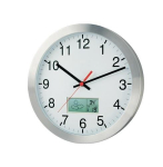 Wanduhr Batteriebetrieb 1,5V Funkuhrwerk Ziffernblatt weiß m. Zahlen Ø 300 mm Alu.-Gehäuse matt