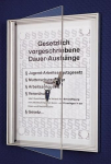 Vitrinekast met ESG glazen draaideur 1xDIN A4 B260xH350 mm voor binnengebruik Geanodiseerd aluminium frame Wit achterpaneel
