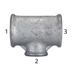 T-piece no. 130 galvanised I/I/I Rp 3" x 2.1/2" x 3" ISO/EN B1