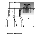 Gunmetal red. socket 3240 1.1/2" x 1" Female thread on both sides