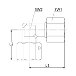 Elbow connector with sealing cone EW12L CF, complete Galvanised steel, house brand