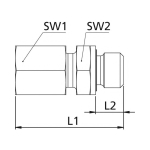 Rechte schroefconnector met WD GE15LRWD CF, compleet Gegalvaniseerd staal, huismerk