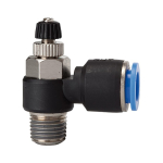 Drosselrückschlagventil Winkelform AG 1/8"R, SD8, drehbar, Abluftdrossel Blaue Serie, KU- Messing vernickelt