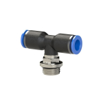 Indrukbare T-fitting AG 1/4", SD8, draaibaar, O-ring Blauwe serie, KU- messing vernikkeld