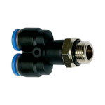 Y-Steckeinschraubverschraubung AG 3/8", SD8, drehbar, O-Ring Blaue Serie, KU- Messing vernickelt