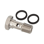 Banjo bolt AG 1/8", L 28 mm, single Nickel-plated brass