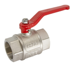 Kogelkraan van geperst messing PN 40 mat verchroomd 1.1/2" volledige doorgang, max 180°C